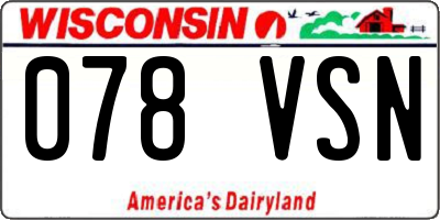 WI license plate 078VSN