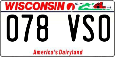 WI license plate 078VSO