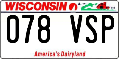 WI license plate 078VSP