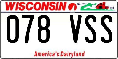 WI license plate 078VSS