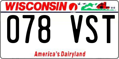 WI license plate 078VST