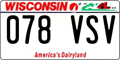 WI license plate 078VSV