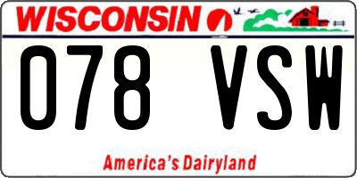 WI license plate 078VSW