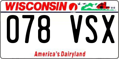 WI license plate 078VSX