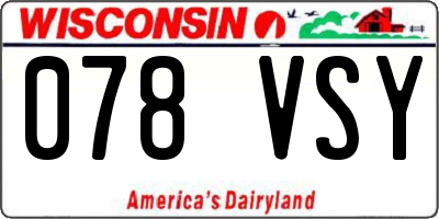 WI license plate 078VSY