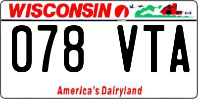 WI license plate 078VTA