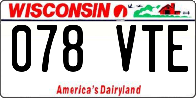 WI license plate 078VTE