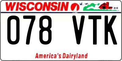 WI license plate 078VTK