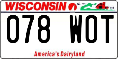 WI license plate 078WOT