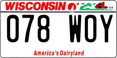 WI license plate 078WOY