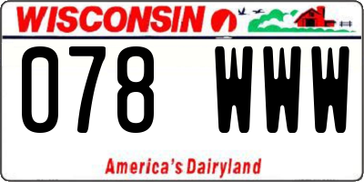 WI license plate 078WWW