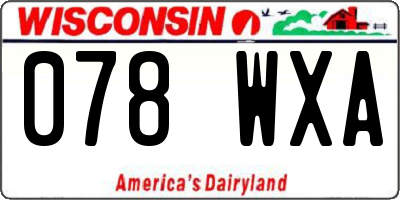 WI license plate 078WXA