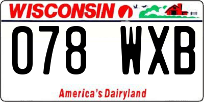 WI license plate 078WXB