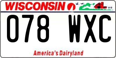 WI license plate 078WXC