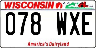 WI license plate 078WXE