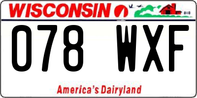 WI license plate 078WXF