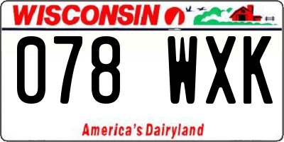 WI license plate 078WXK