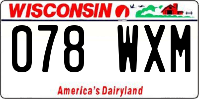 WI license plate 078WXM
