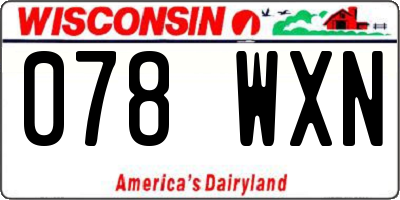 WI license plate 078WXN