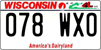WI license plate 078WXO