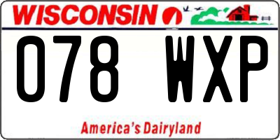 WI license plate 078WXP