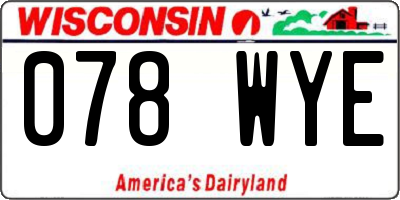 WI license plate 078WYE