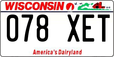 WI license plate 078XET