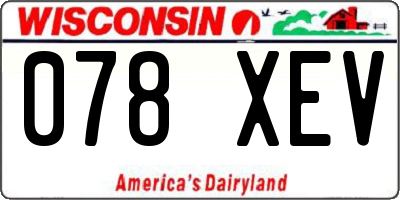 WI license plate 078XEV