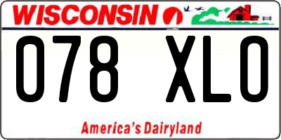 WI license plate 078XLO
