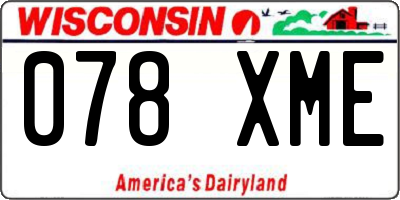 WI license plate 078XME