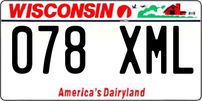 WI license plate 078XML