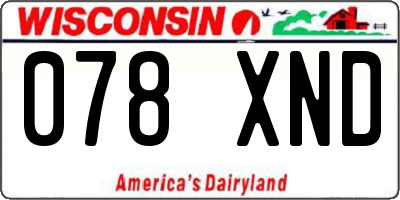 WI license plate 078XND