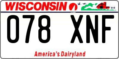 WI license plate 078XNF