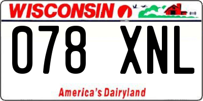 WI license plate 078XNL