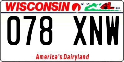 WI license plate 078XNW