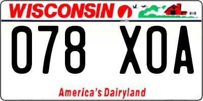 WI license plate 078XOA