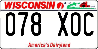 WI license plate 078XOC