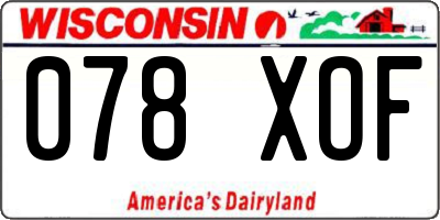 WI license plate 078XOF