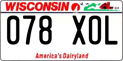 WI license plate 078XOL