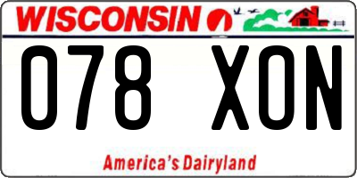 WI license plate 078XON