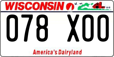 WI license plate 078XOO