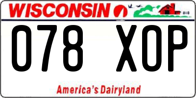 WI license plate 078XOP