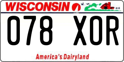 WI license plate 078XOR