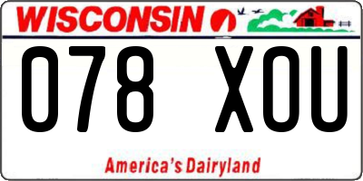 WI license plate 078XOU