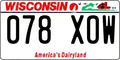 WI license plate 078XOW