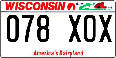 WI license plate 078XOX
