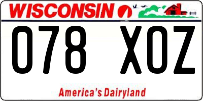 WI license plate 078XOZ