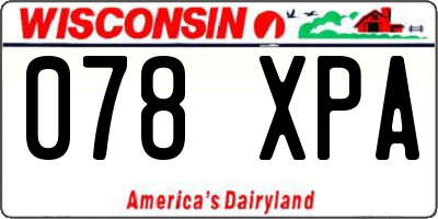 WI license plate 078XPA