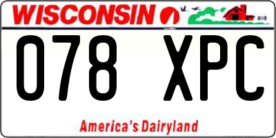 WI license plate 078XPC