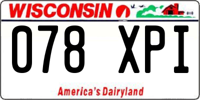 WI license plate 078XPI